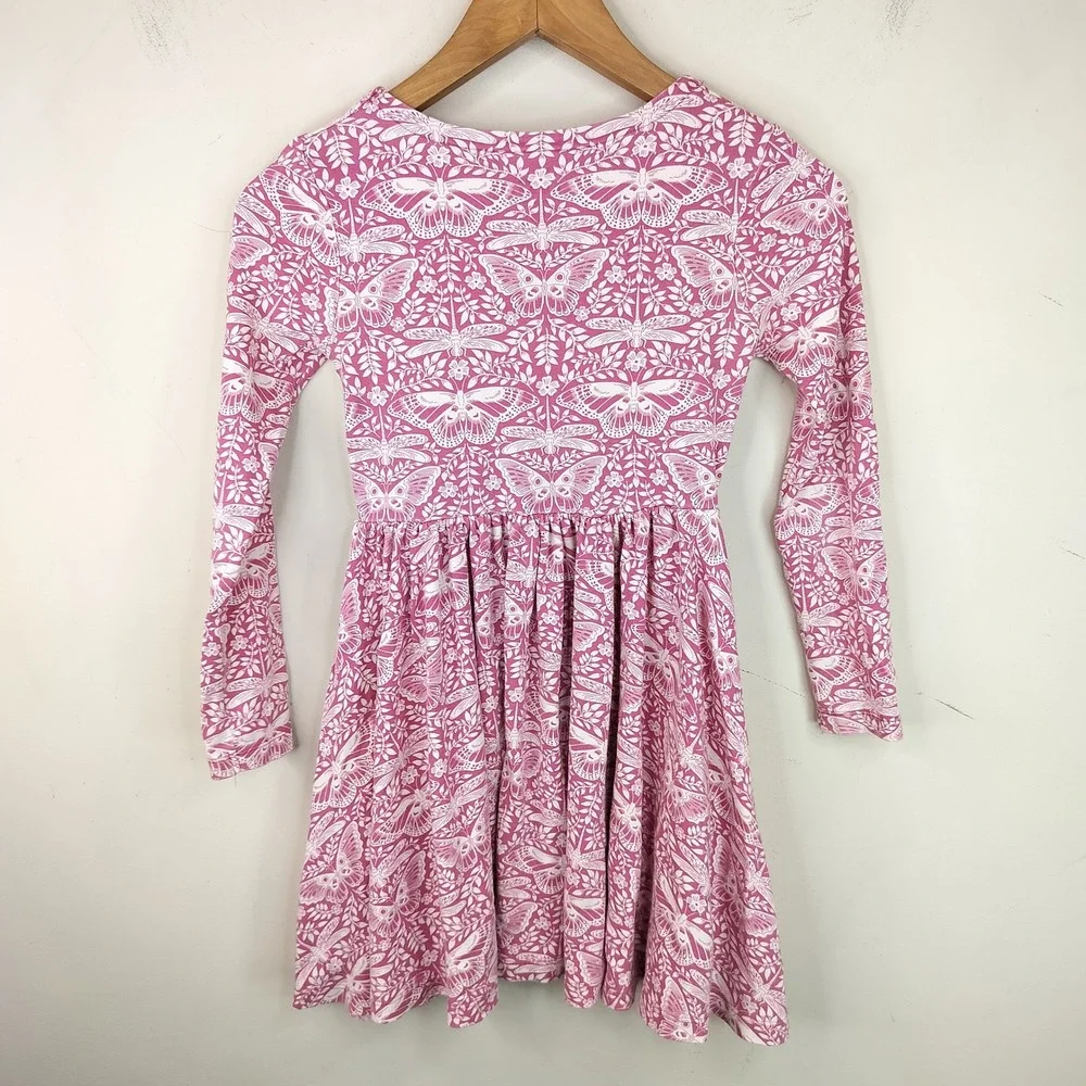 Mini Boden Butterfly Dress Kids 9-10Y Dragonfly Whimsical Pink Cotton